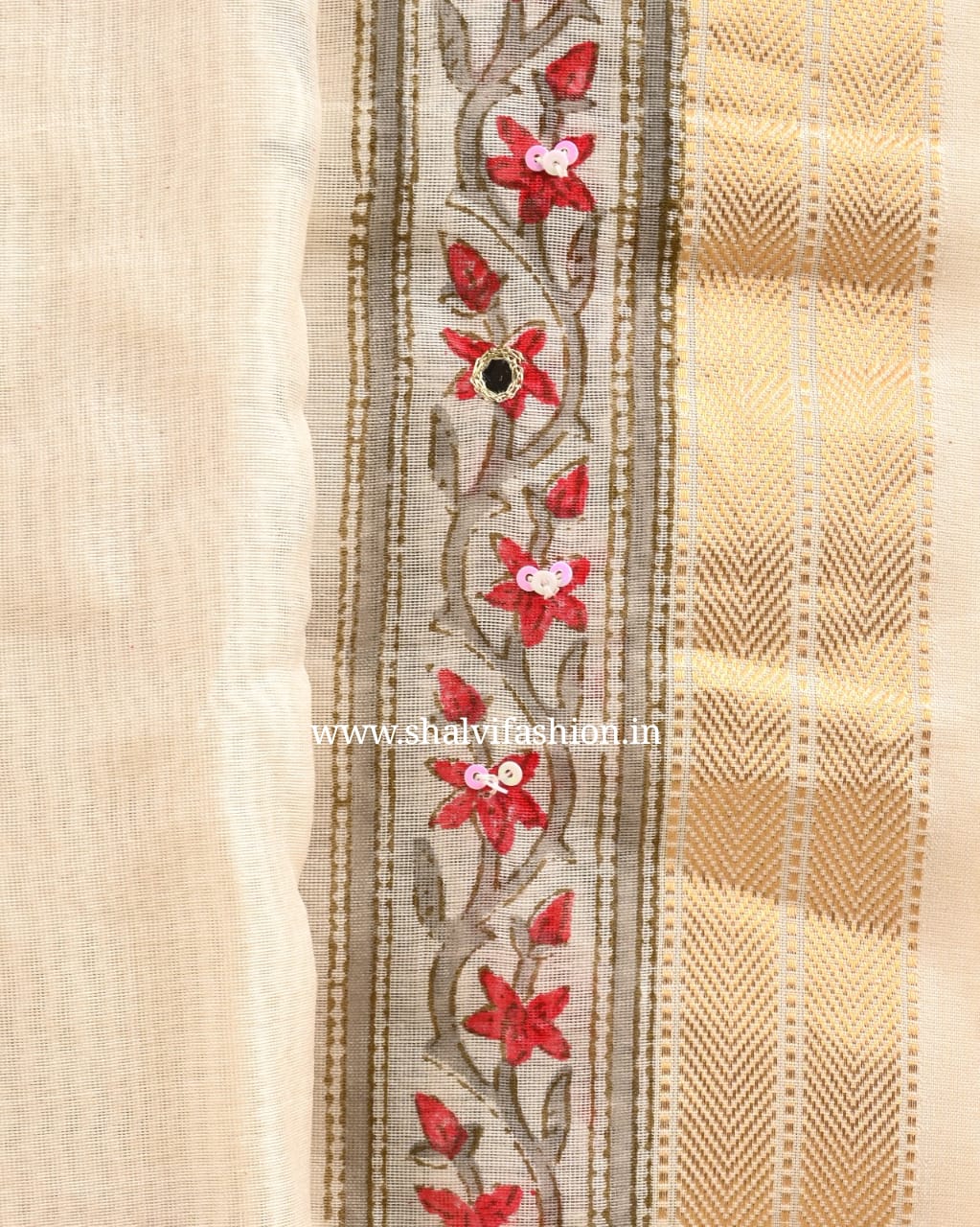 Shop unstitched hand work maheshwari silk suits in jaipur (GOTA62)