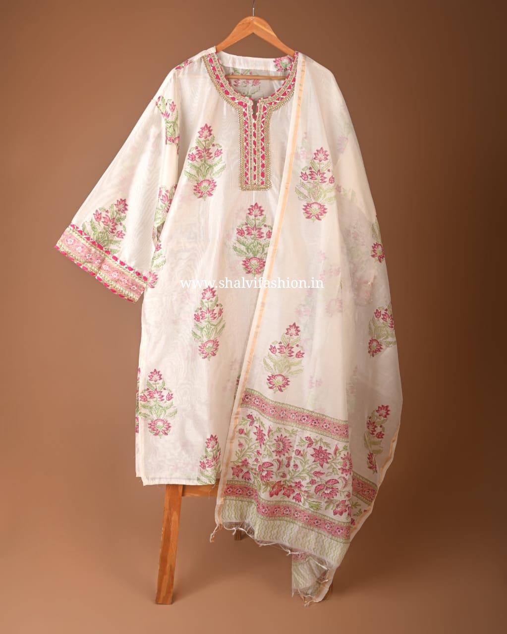 Shop unstitched gota work chanderi suits sets online (GOTA71)