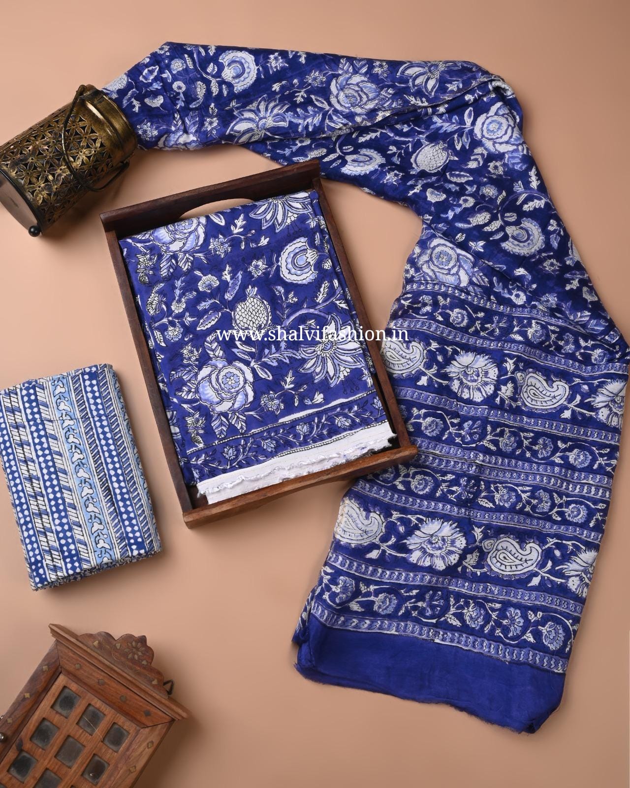 Shop block printed muslin silk suits (MAS01)