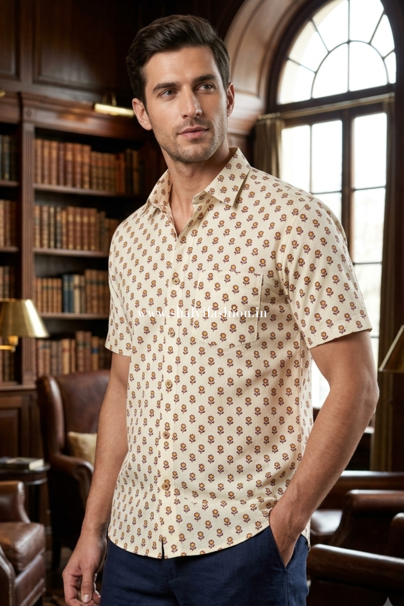 Shop sanganeri printed pure cotton shirts for men (MCH04)
