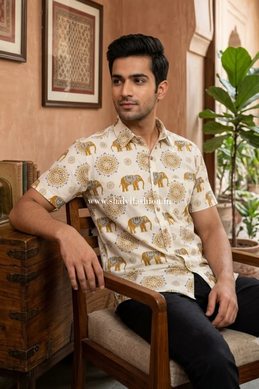 Shop sanganeri print cotton shirts online shopping (MCH37)