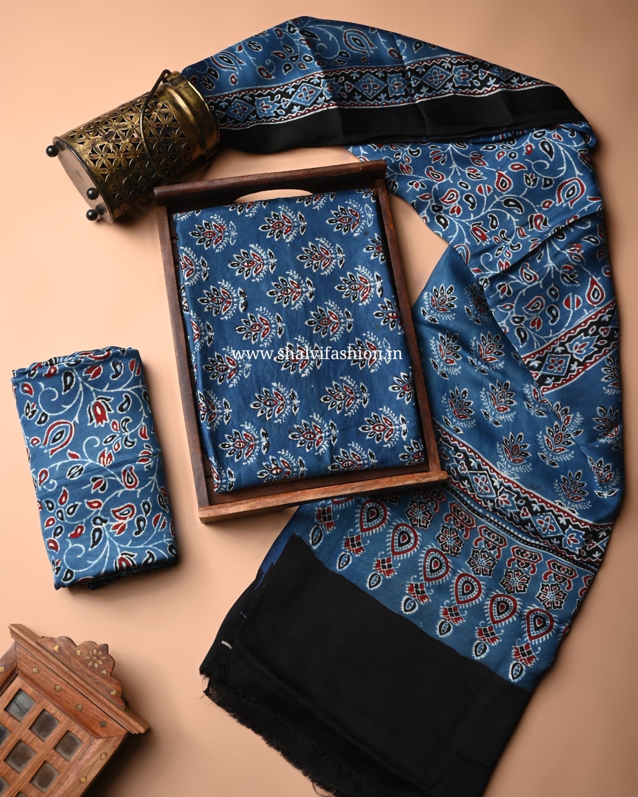 Shop unstitched ajrak print modal silk suits (MOD02)