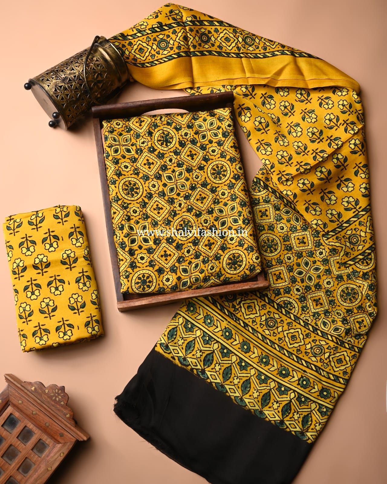 Shop ajrak printed modal silk suits in jaipur (MOD03)