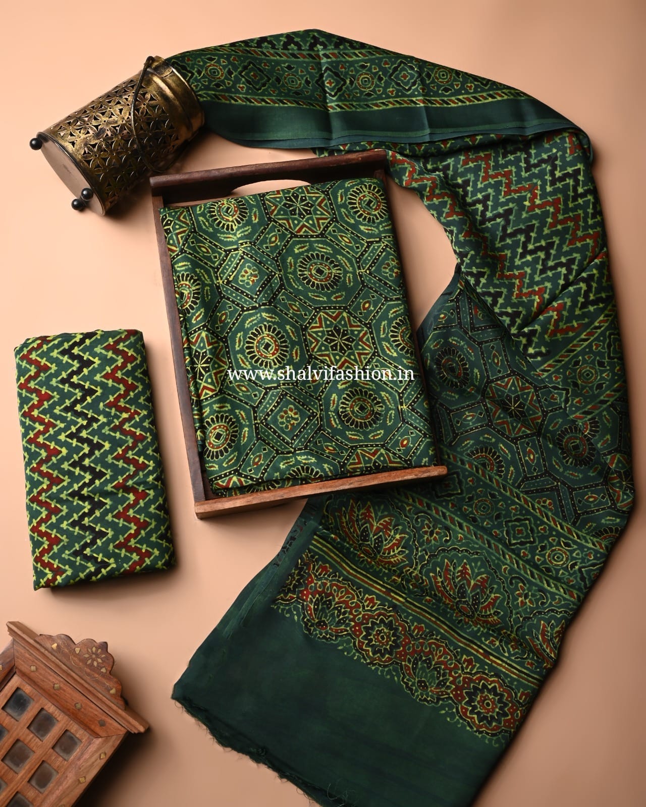 Shop unstitched hand block printed modal silk suits (MOD06)