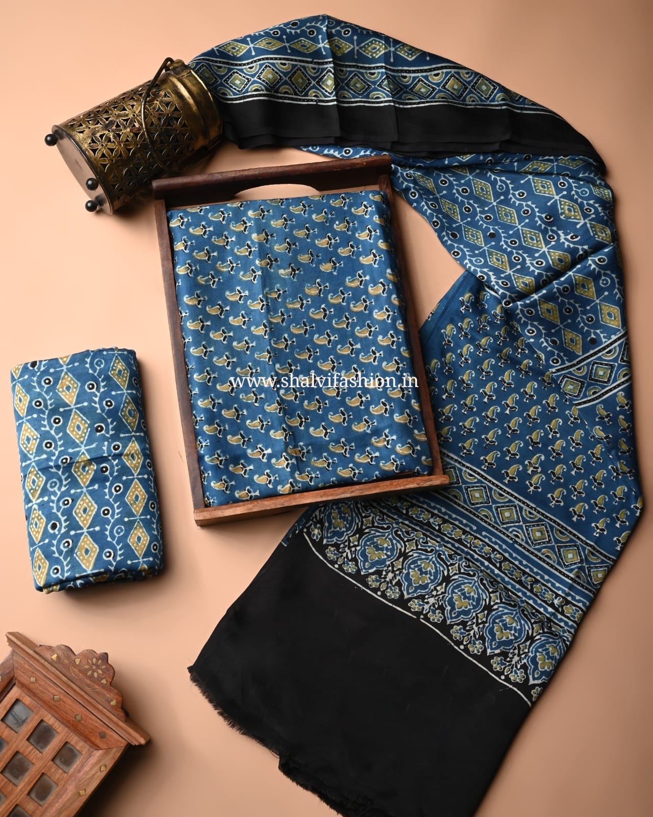 Shop ajrak printed modal silk suits online shopping (MOD07)