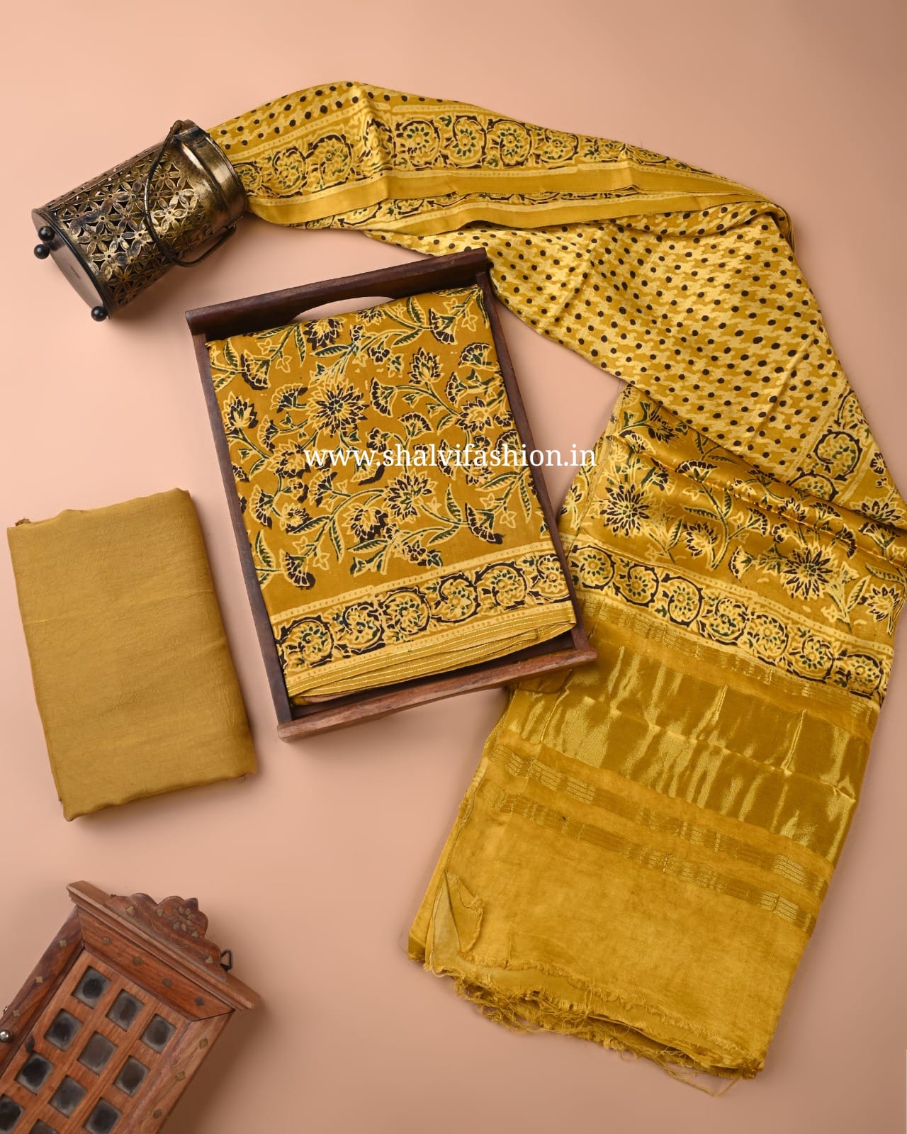 Shop ajrak print modal silk suits with lagdipatta dupatta (MOD153)