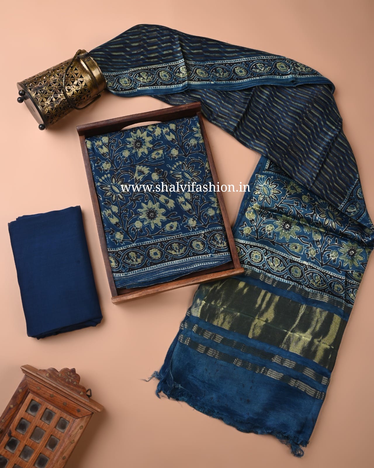 Shop ajrak printed modal silk suits with lagdipatta dupatta (MOD163)