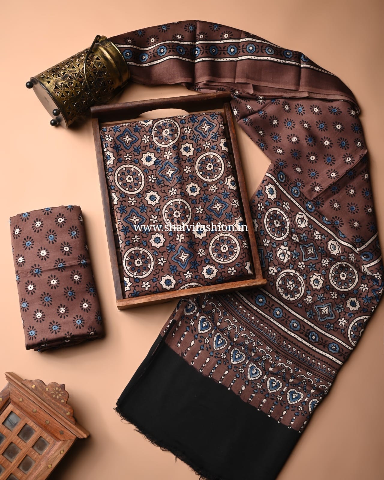 Shop ajrak printed modal silk suits online shopping (MOD18)