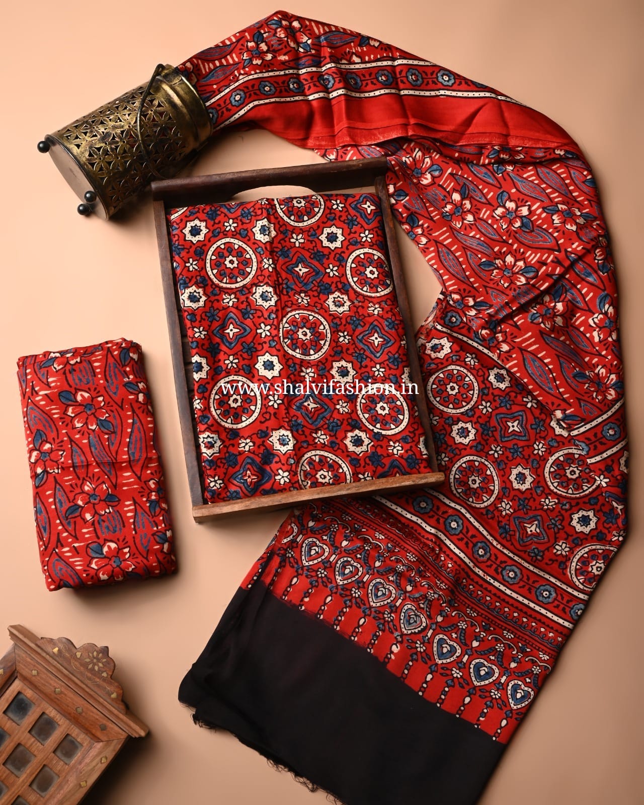 Shop ajrak printed modal silk suits in jaipur (MOD20)