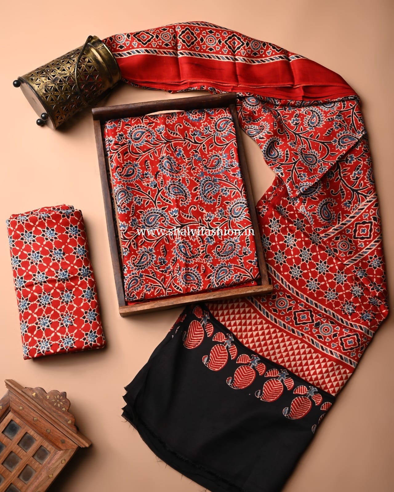 Shop ajrak print modal silk suits in jaipur (MOD24)