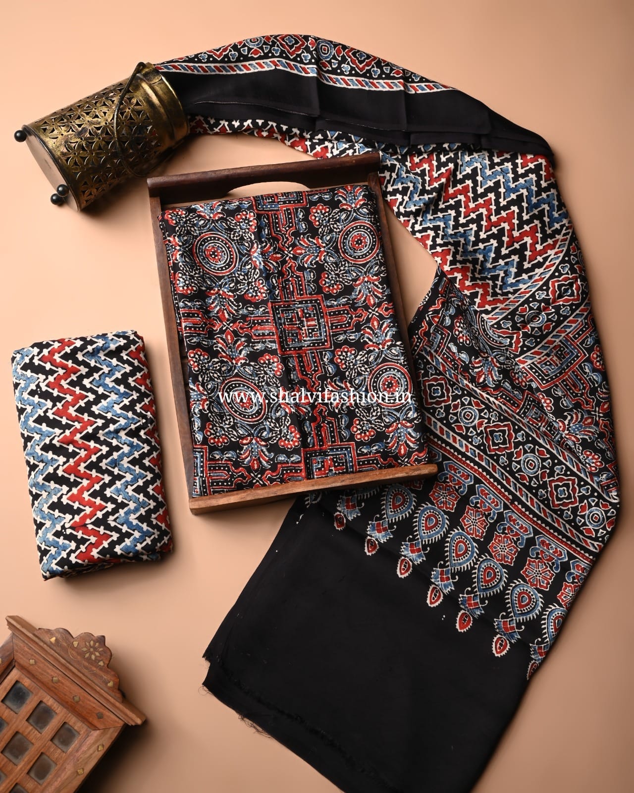 Shop block printed modal silk suits online shopping (MOD32)
