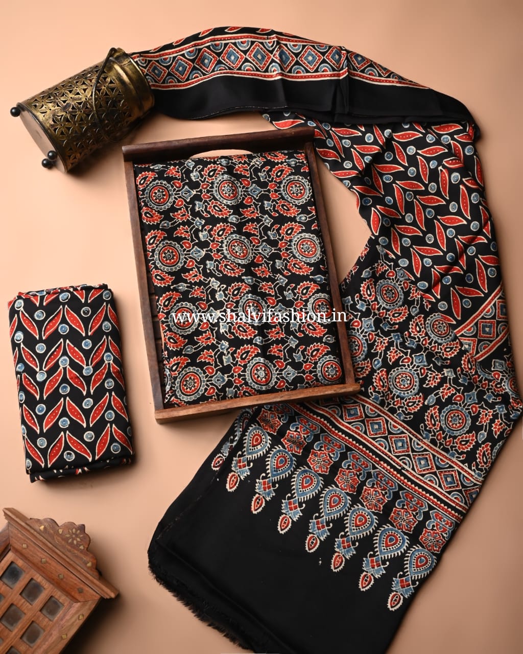 Shop ajrak printed modal silk suits in jaipur (MOD44)