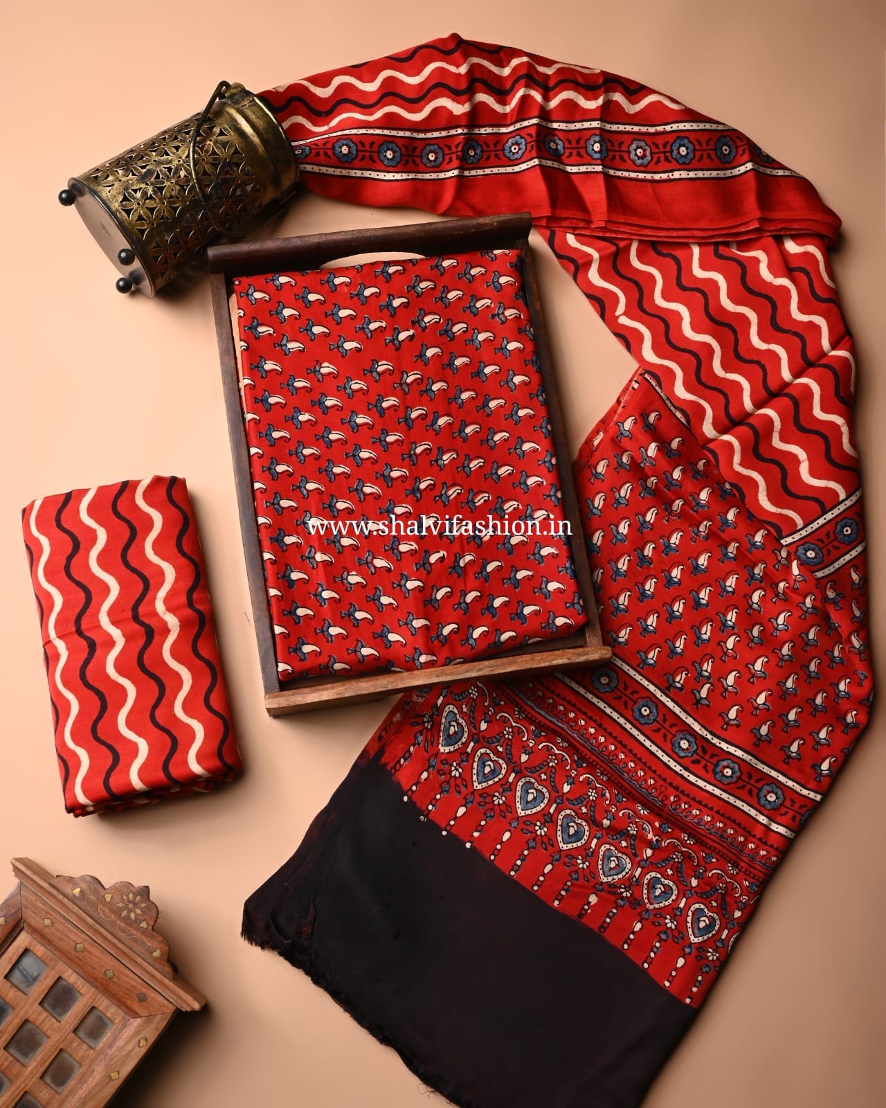 Shop unstitched bagh print modal silk suit sets (MOD47)