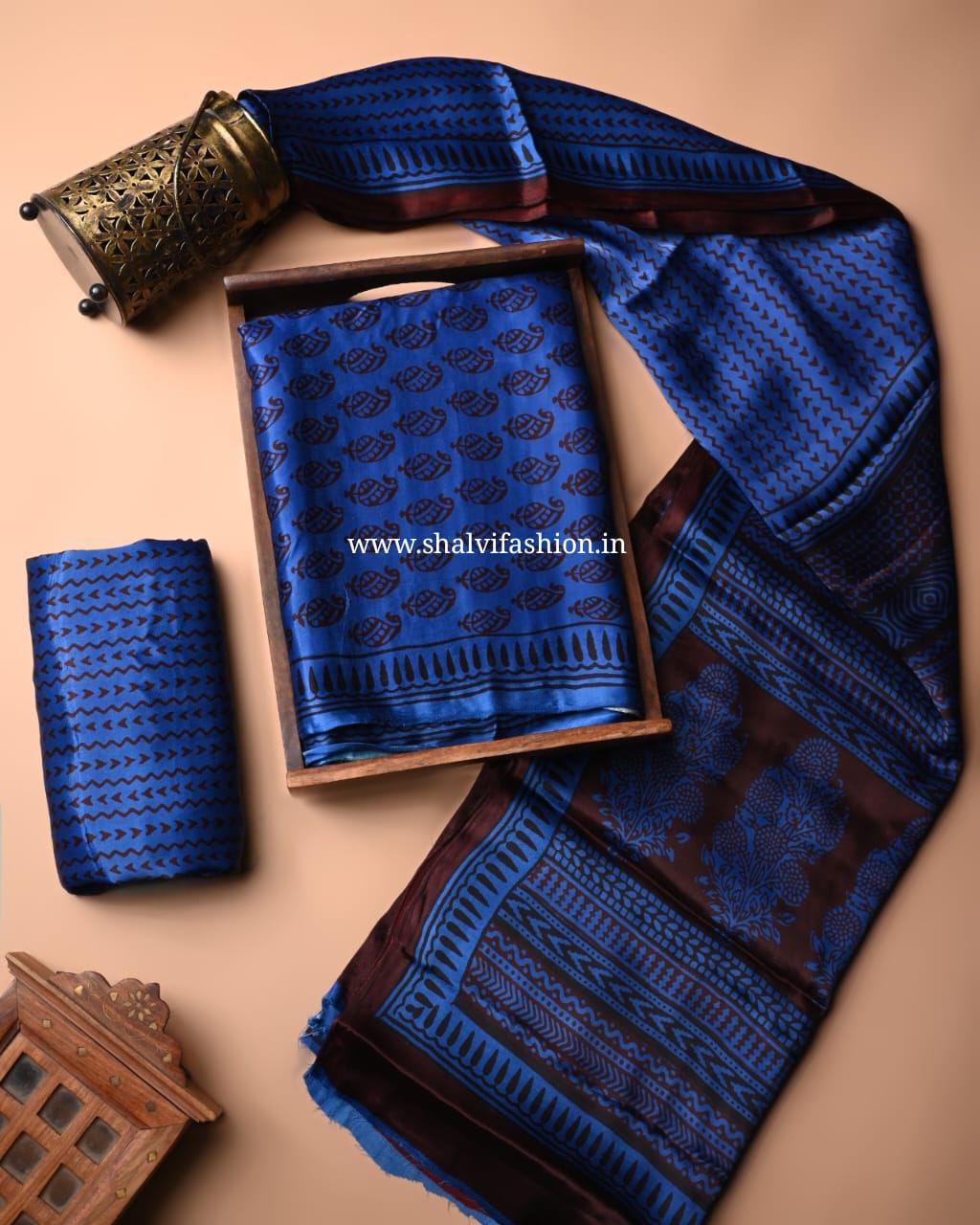 Shop unstitched bagh print modal silk suits online (MOD50)