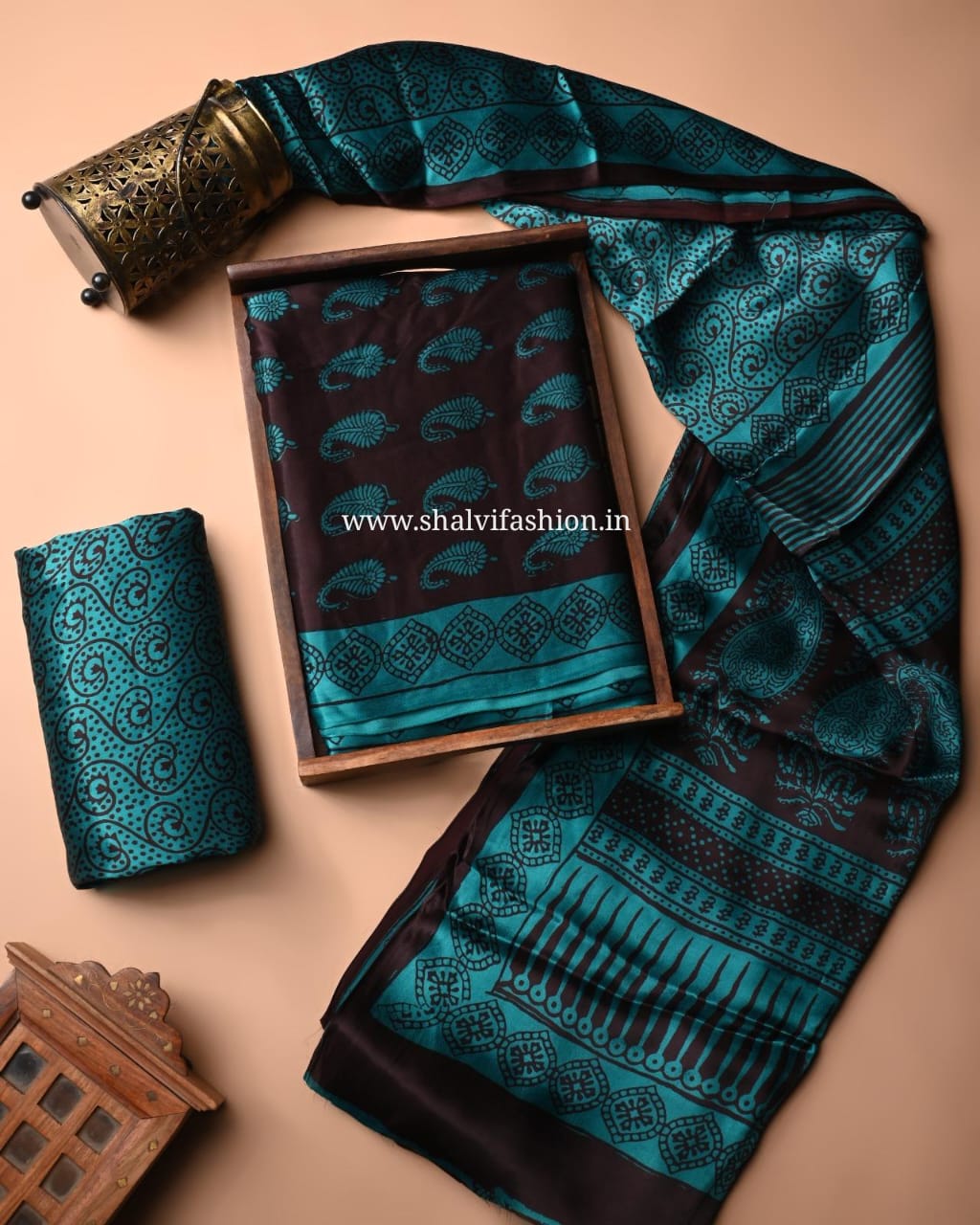Shop block printed modal silk suits in jaipur (MOD53)