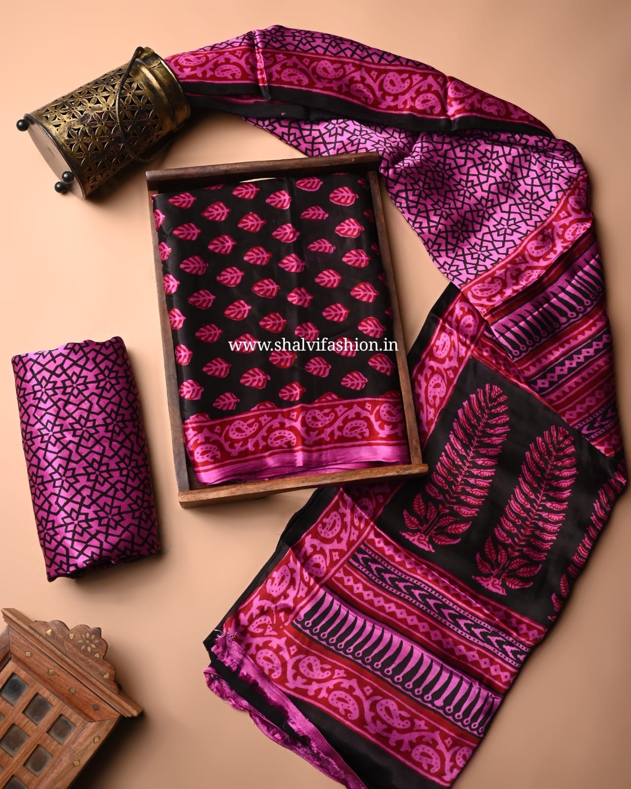 Shop block print modal silk suits online (MOD73)