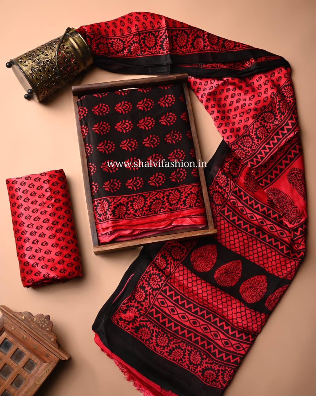 Shop bagh printed modal silk suits in jaipur (MOD84)