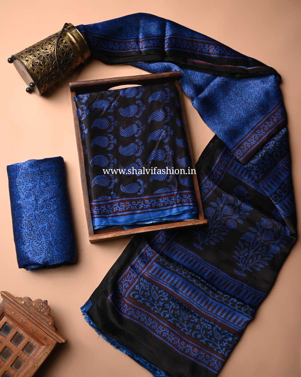 Shop bagh printed modal silk suits in jaipur (MOD85)