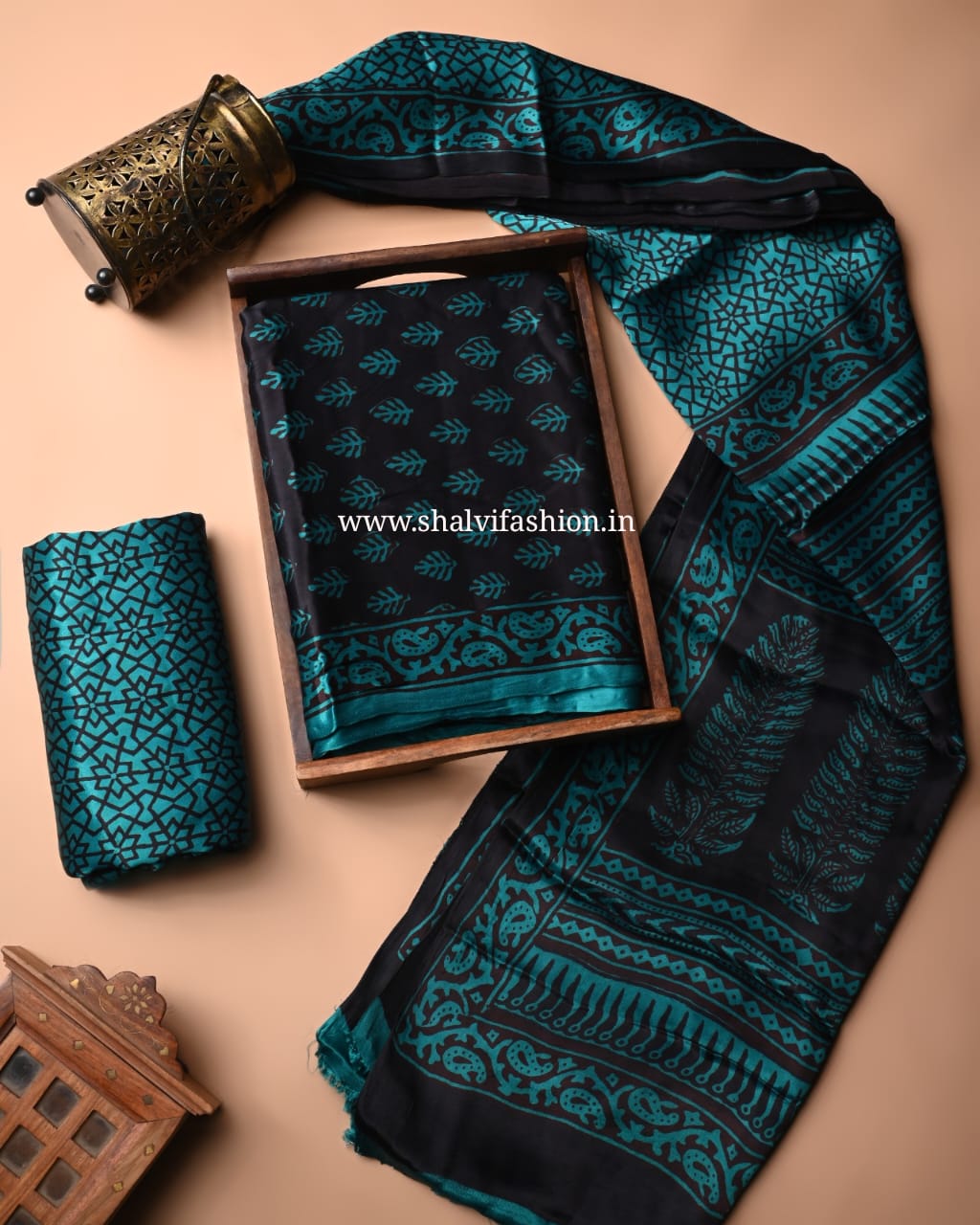Shop unstitched bagh print modal silk suits (MOD88)