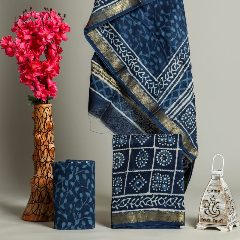 Shop Unstitched Pure Maheshwari Silk Suit sets