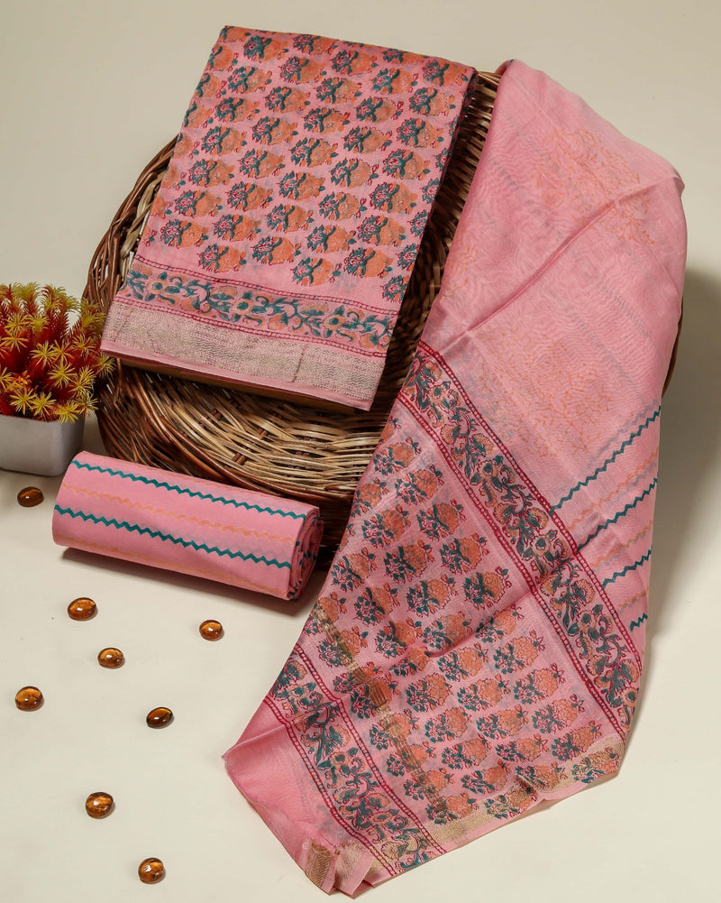 Shop maheshwari silk block print suit sets (MSL153)