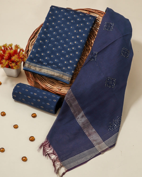 Shop unstitched khadi gold print maheshwari silk suits (MSL174)