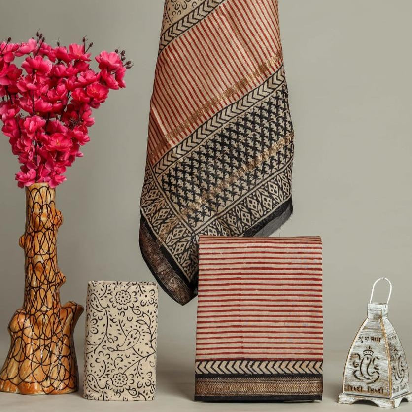 Shop block printed maheshwari silk suits (MSL185)