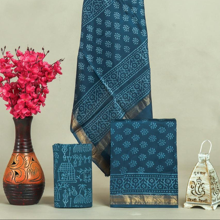 Shop block printed maheshwari silk suits (MSL185)