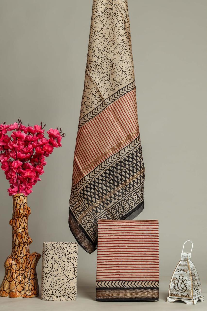 Shop block printed maheshwari silk suits (MSL185)