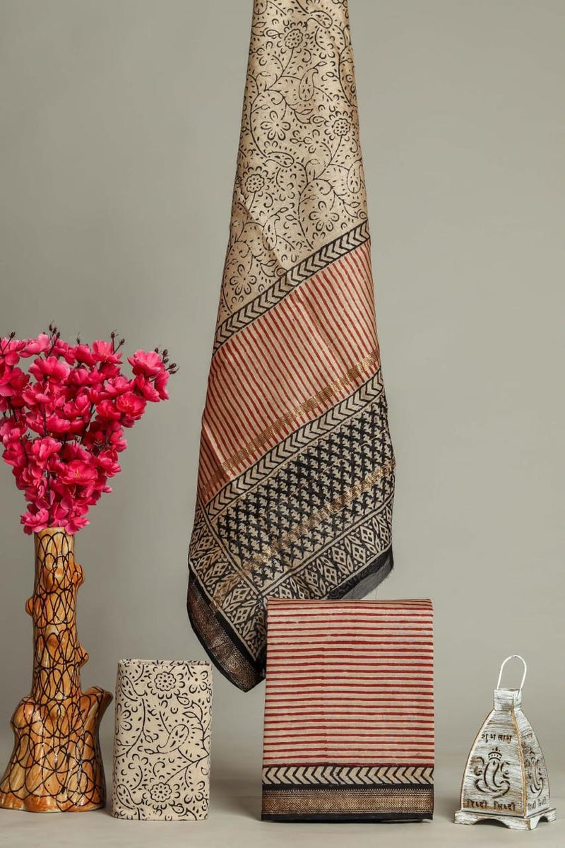 Shop block printed maheshwari silk suits (MSL185)