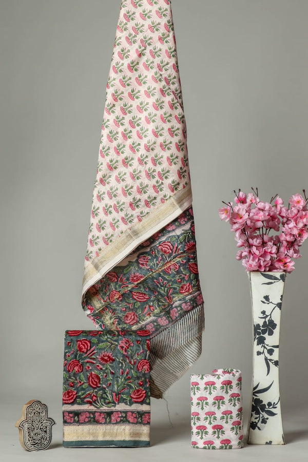 Shop unstitched block print maheshwari silk suits (MSL186)