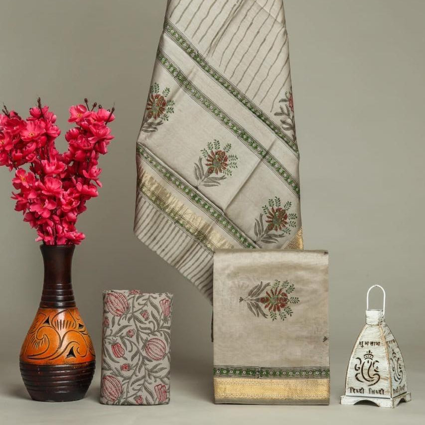 Shop block printed maheshwari silk suits online shopping (MSL204)