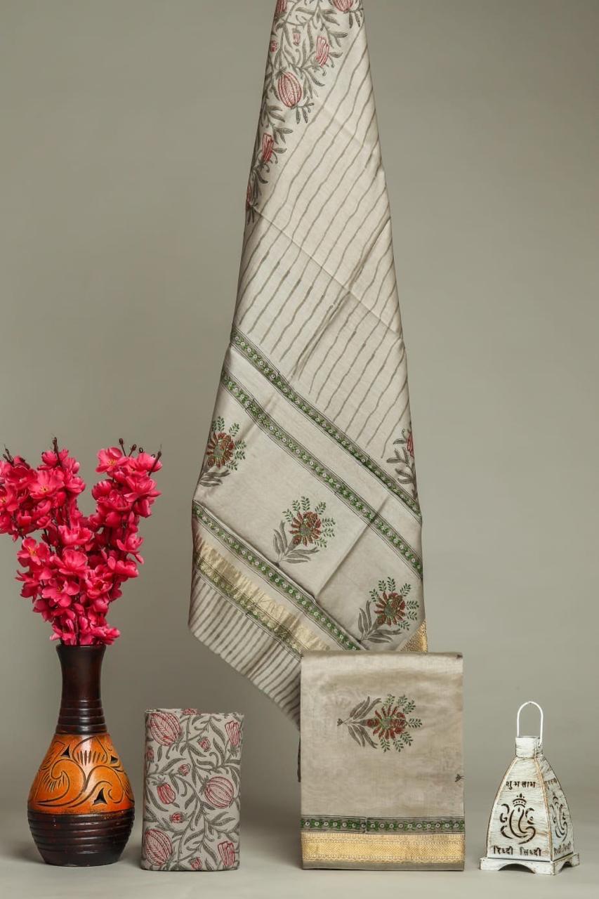 Shop block printed maheshwari silk suits online shopping (MSL204)