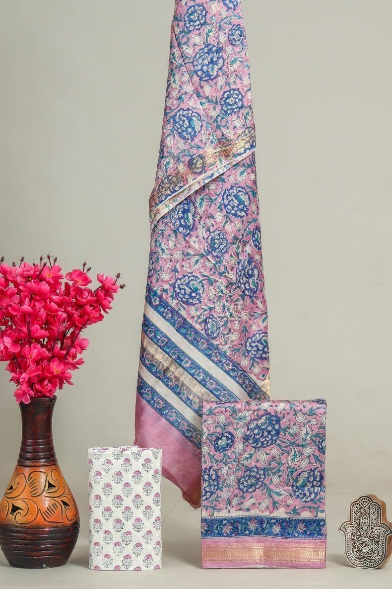 Shop block printed maheshwari silk suits online shopping (MSL204)