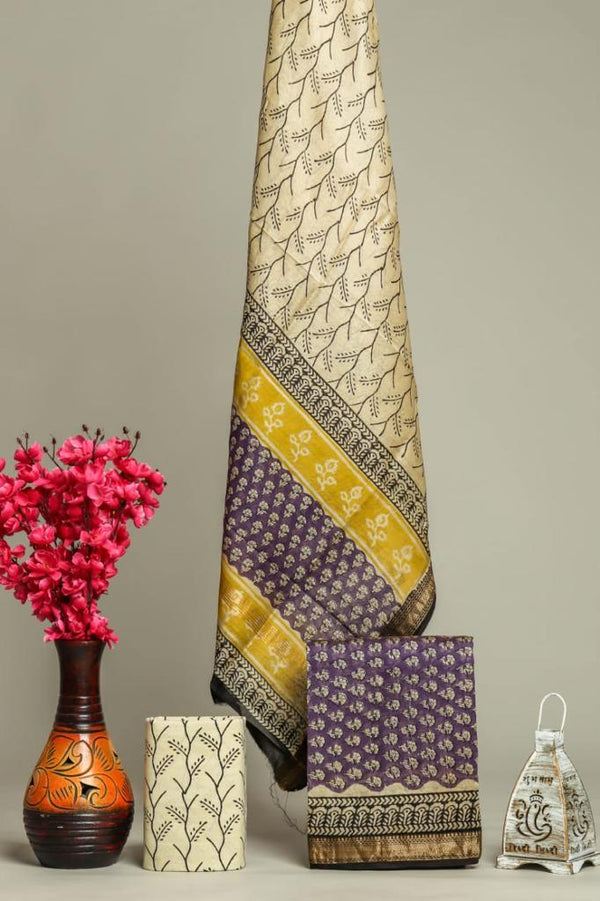 Shop hand block print maheshwari silk suits online (MSL205)