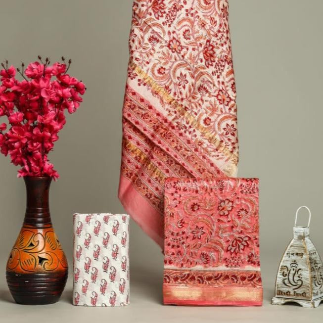 Shop hand block print maheshwari silk suits online shopping (MSL206)