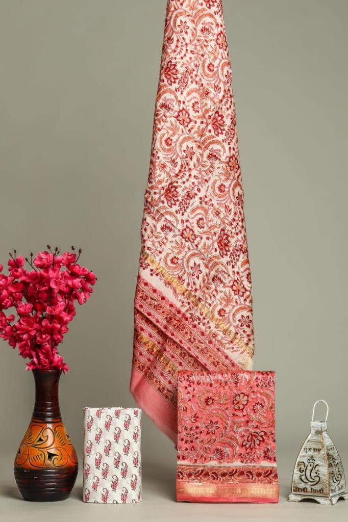 Shop hand block print maheshwari silk suits online shopping (MSL206)