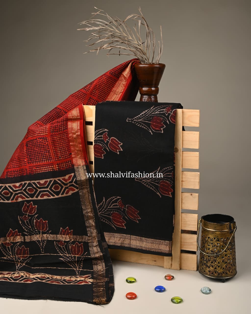 Shop ajrak printed maheshwari silk two piece sets online (MSL212)