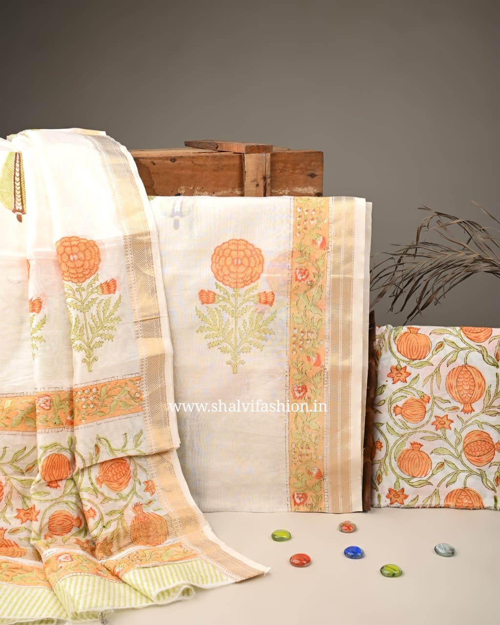 Shop block printed maheshwari silk suits online shopping (MSL229)