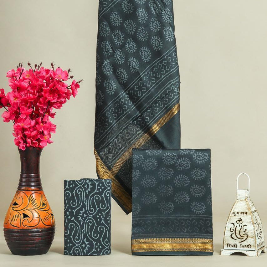 Shop unstitched block print maheshwari suits online (MSL282)