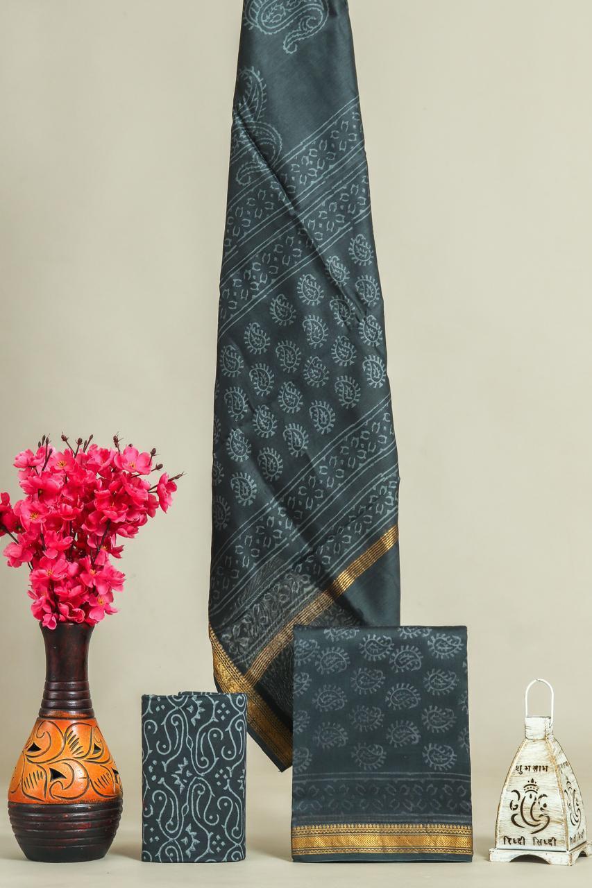 Shop unstitched block print maheshwari suits online (MSL282)