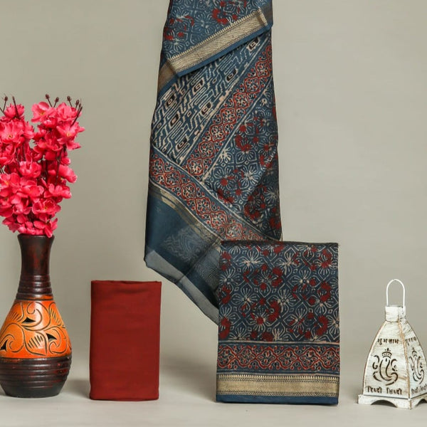 Shop traditional block printed maheshwari silk suits in jaipur (MSL283)