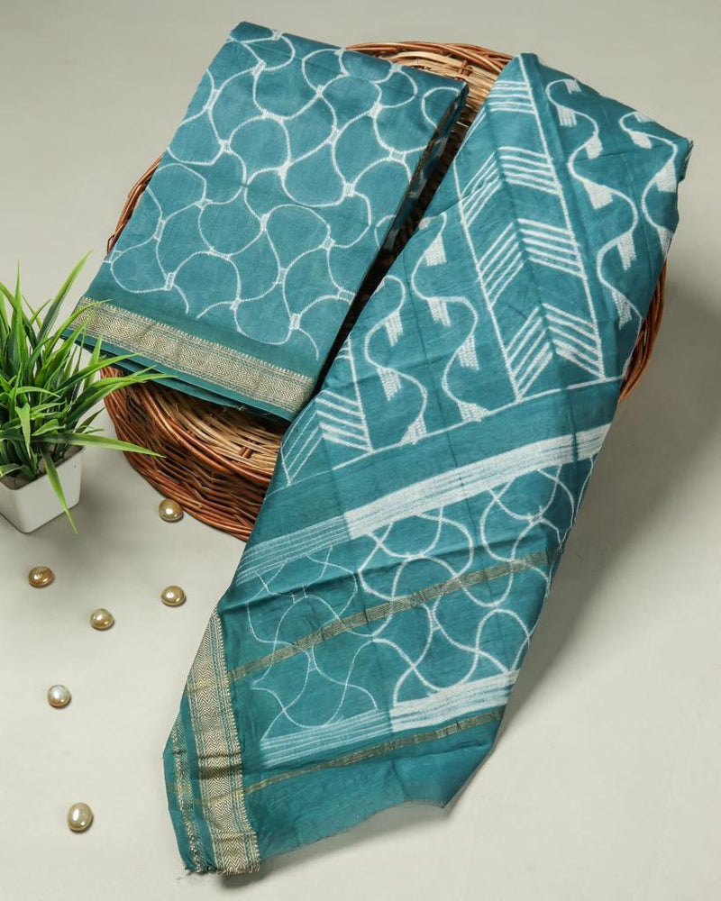 Shop unstitched block print maheshwari silk two piece sets (MSL314)