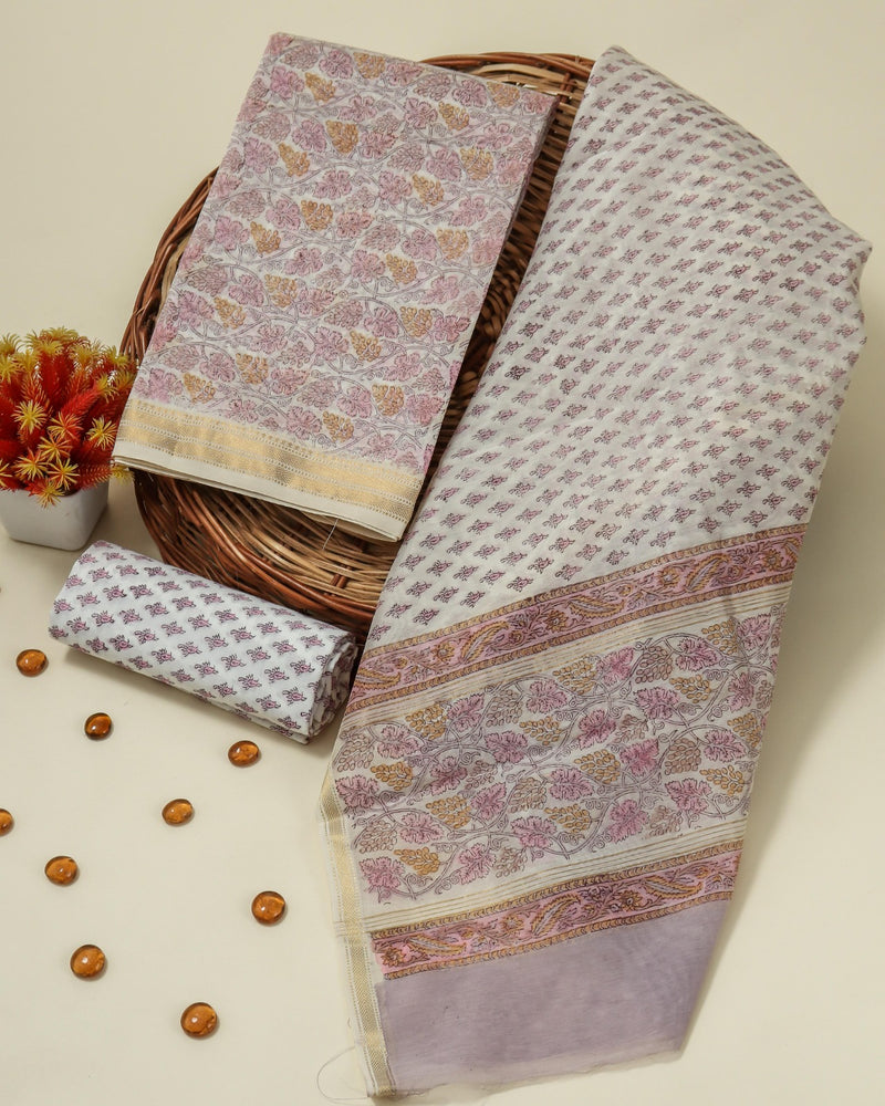 Shop unstitched block print maheshwari silk suits online (MSL341)