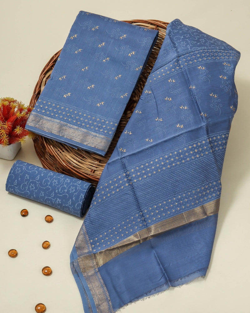 Shop unstitched hand block printed maheshwari silk suits online (MSL346)