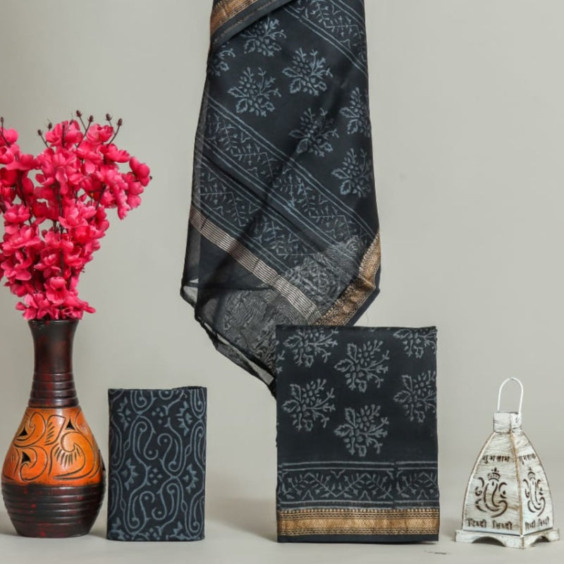 Shop block printed maheshwari silk suits in jaipur (MSL355)