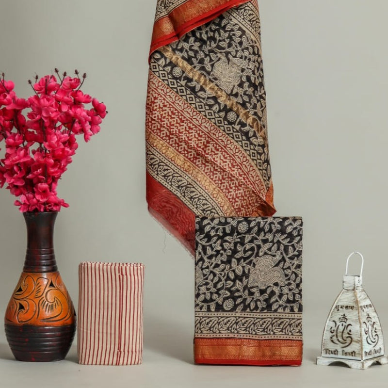 Shop hand block printed maheshwrai silk suits online (MSL356)