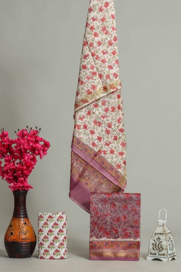 Shop hand block print maheshwari silk suits online (MSL359)