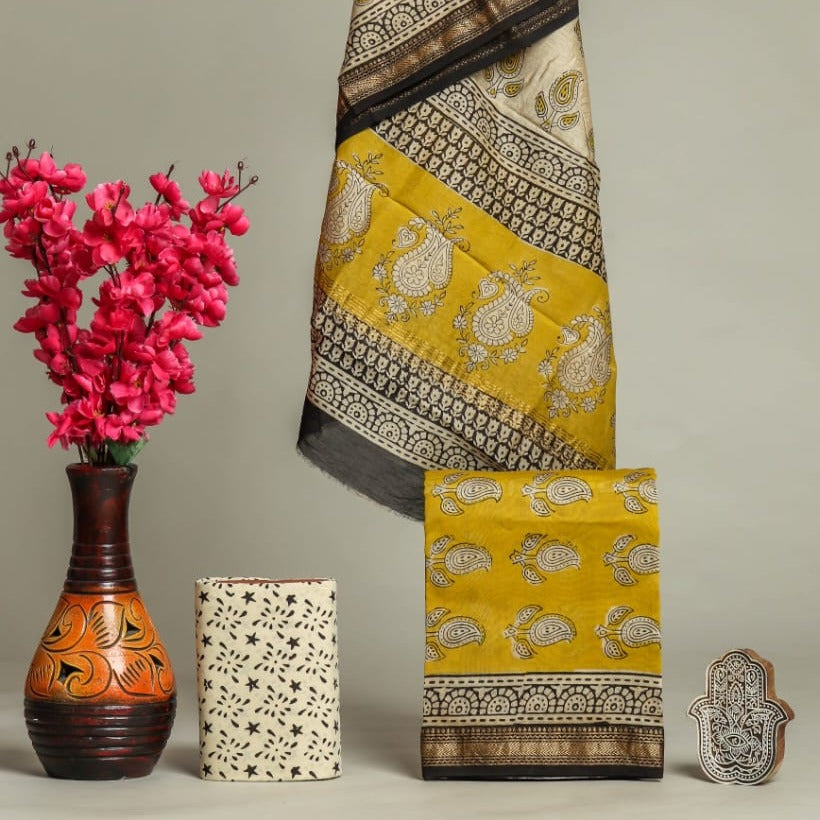 Shop hand block print maheshwari silk suits online (MSL365)
