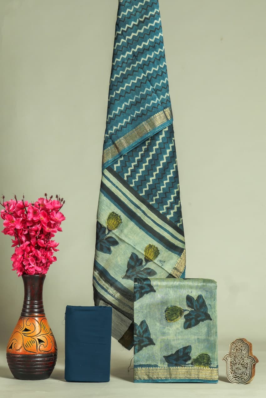 Shop vanaspati block print maheshwari silk suits online shopping (MSL367)